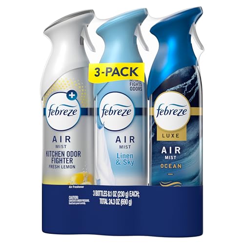 Febreze Air Mist, Air Freshener Spray, Odor Fighting Room Spray, Deodorizer for Home Bathroom Kitchen Office Apartment Dorm Room Classroom, Kitchen Base Mix, 8.1oz, 3ct - style: Kitchen Mix Pack
