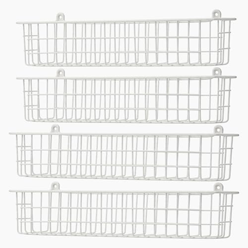 Spice Rack Organizer Wall Mount, 4 Pack White Storage Basket for Kithceh Seasoning Organizer Spice Organization for Kitchen and RV - color: White-4Pack