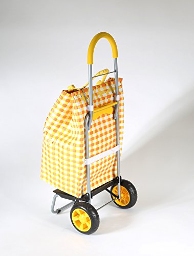 dbest products Trolley Dolly Shopping Grocery Foldable Cart Storage Mom, Blue Polka Dot - color: Yellow Basket Weave, style: Cart