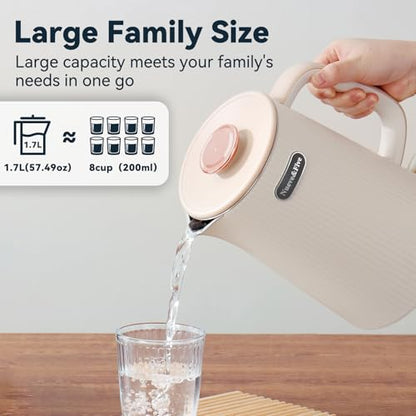 Nueve&Five 1.7L (57oz) Large Electric Kettle Perfect for 7+Cups of Tea and Coffee,2 quarts Double Wall Big Electric Tea Kettle,Auto Shut Off,1200W Hot Water Kettle Electric -Cream White - color: White