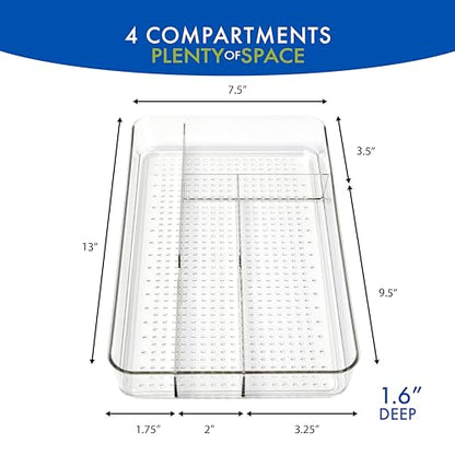 Dial Industries Small Utensil Silverware Kitchen Drawer Organizer, Clear - color: Clear, size: 13"L x 7.5"W x 1.6"H