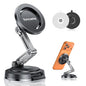 SYNCWIRE for MagSafe Car Mount [3-Axis Adjustable], Vacuum Magnetic Phone Holder with Replaceable Suction Cup Dashboard/Windshield, 360° Rotation & Foldable, for iPhone 17-12 Pro Max Plus - color: Black