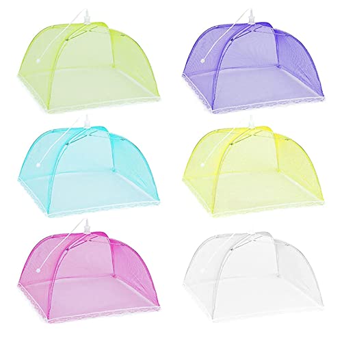 6 Pack Colored Mesh Food Cover Tents by Winknowl, Reusable and Collapsible Large 17" Pop-Up Food Net Protector Umbrella for BBQ, Picnics, Parties, Outdoor - size: Multicolor
