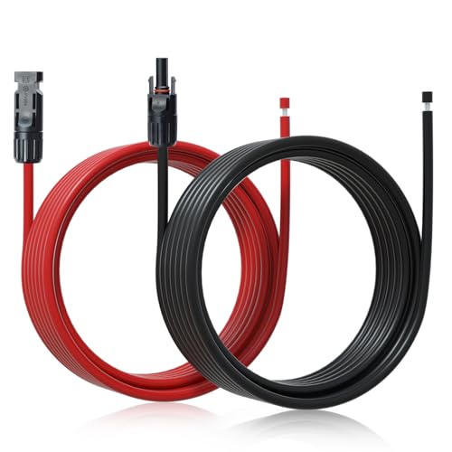 ECO-WORTHY 20FT 10AWG Solar Extension Cable 30A/1000V DC, IP67 Waterproof with Compatible Quick Connectors (Red+Black) for Solar Panels, Controllers, Off-Grid Systems - size: 20FT 10AWG