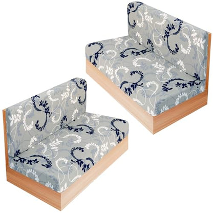 RV Dinette Cushion Covers Set of 2, Printed Camper Cushion Slipcovers, Washable Anti Slip Stretch Fabric (Gray Leaves) - color: Grey White, size: 2 Bench Cover & 2 Backrest Cover