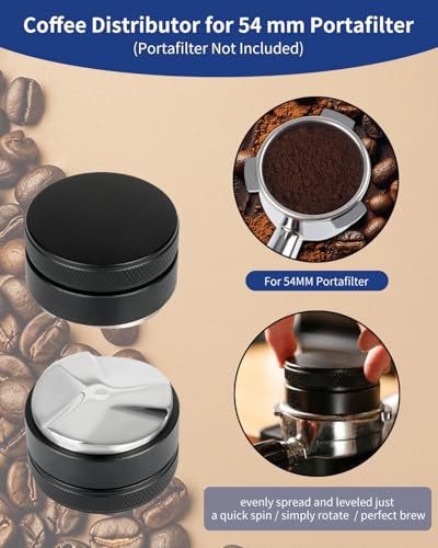 7 Pack 51mm Espresso Accessories – Tamper Station, Coffee Distributor, WDT Tool, Tamping Mat, Dosing Funnel, Brush & Puck Screen – Barista Tools Kit for Espresso Machines at Home or Cafe - size: 51mm