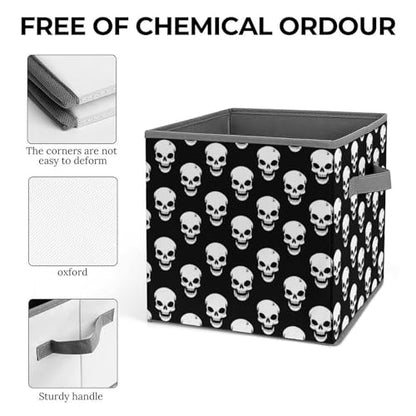 White Skull Pattern Foldable Storage Box with Handle Organizer Containers for Home Office Clothes Office Supplies - color: style-1