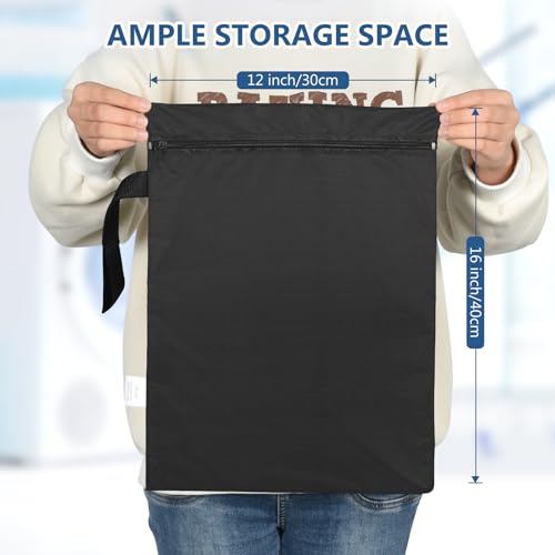 OTraki 2PCS Waterproof Bag for Swimsuit 12x16 inch Wet Dry Bags With Portable Handle & Zipper Reusable Travel Wet Clothes Gym Bag Storage for Beach Drying Do Not Exceed 176℉ Black&Grey | Wet Dry Bags with Portable Handle Reusable Travel Wet Clothes Gym Ba
