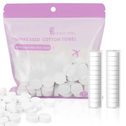Classycoo Compressed Towel 120 PCS with 2 Carrying Cases,Disposable Mini Tablets Portable Face Towel Cotton Coin Tissue for Travel, Camping, Hiking, Sport, Home Hand Wipes, Outdoor Activities(Purple) - size: 1 Count (Pack of 120), style: Large (Purple)