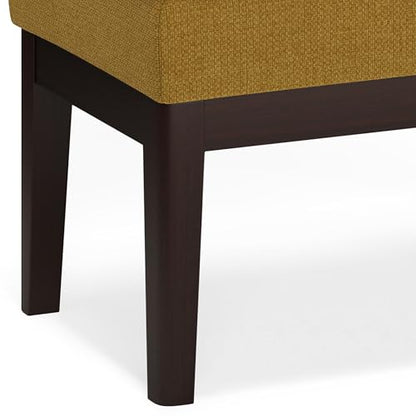 SIMPLIHOME Carlson Small Ottoman Bench - 27 inch Wide Upholstered Woven Fabric Rectangle Ottoman in Marigold, Mid Century Modern Bench for Bedroom, Entryway or Living Room with Padded Seat - color: Marigold, style: Small Ottoman Bench