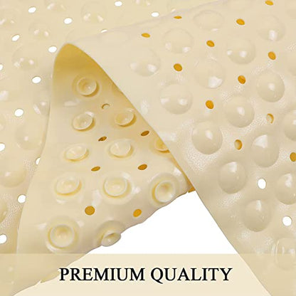 Sheepping Baby Bath Mat for Tub Non Slip Extra Long Cover Bathtub Mat for Toddler Kids 40 X 16 Inch - Eco Friendly Infant Bath Tub Mat with 200 Big Suction Cups,Machine Washable Shower Mat - color: Yellowed Cream