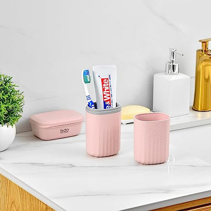 VITVITI Toothbrush Travel Case, Portable Travel Soap Container Leakproof Dish Tray, 7.88 inch Toothpaste Travel Toothbrush Holder with Cover for Trip/Bathroom/Camping(Pink) - color: Pink