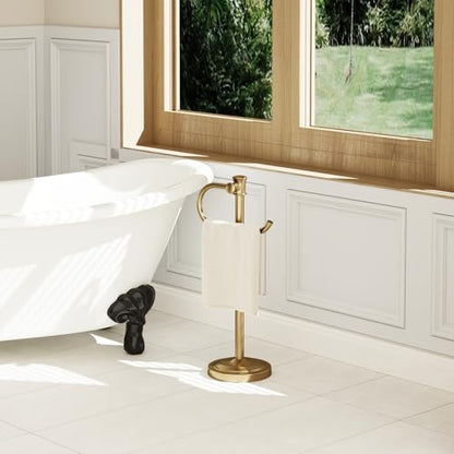 BESy 17 Inch Brushed Gold Stand Towel Bar Hanger Hand Towel Bar Bathroom Vanity Countertop Towel Holder Free Standing Stainless Steel Towel Ring Hardware Accessories Towel Rack - color: Brushed Gold