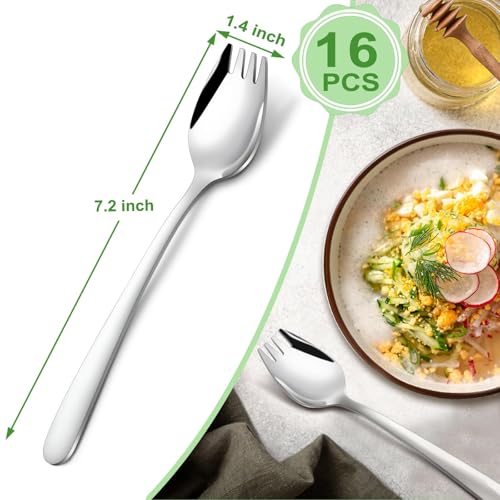 Hunnycook 16-Piece Sporks - Stainless Steel Sporks, 7.2 Inch Metal Spork Set for Pasta, Soup, Dessert, Household Use, Camping, Hiking - size: 7.2 inch - 16 piece set