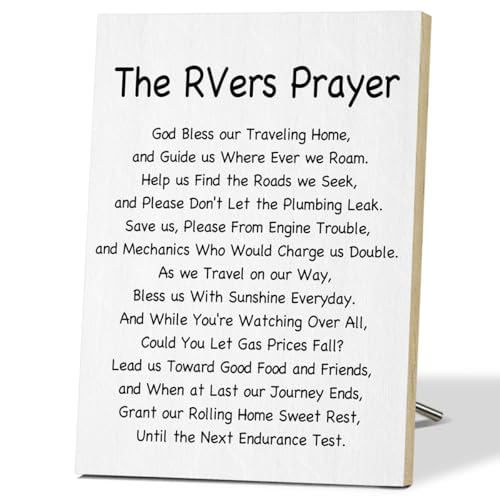 The Rvers Prayer Funny Camping Signs Wall Signs for Camping Decor Wooden Desktop Decor for Rv Decor Rustic Wall Art for Rv Decorations for Inside Camper Gifts for Camper Camping Lover - F470 - color: The Rvers Prayer