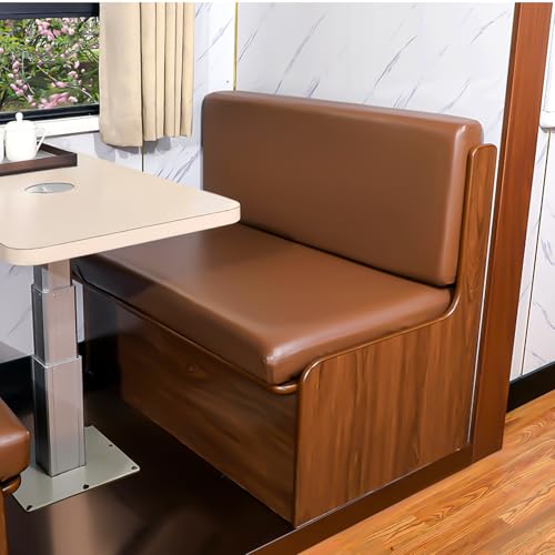 FUANGUI RV Dinette Cushion Covers, Waterproof PU Leather Stretch Camper Booth Seats Replacement RV Cushion Covers Washable Sofa Furniture Protector - color: Pu-brown