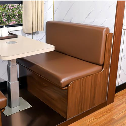 FUANGUI RV Dinette Cushion Covers, Waterproof PU Leather Stretch Camper Booth Seats Replacement RV Cushion Covers Washable Sofa Furniture Protector - color: Pu-brown