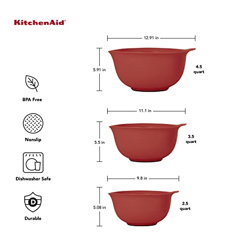 KitchenAid Universal Mixing Bowls, Set Of 3, Empire Red - color: Red, size: Set of 3