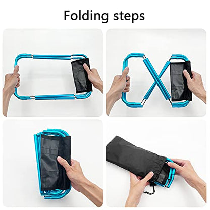 Portable Mini Folding Stool, Small Camping Stool Mortable Stool Can Hold Up to 150 Lbs - color: Mini-blue