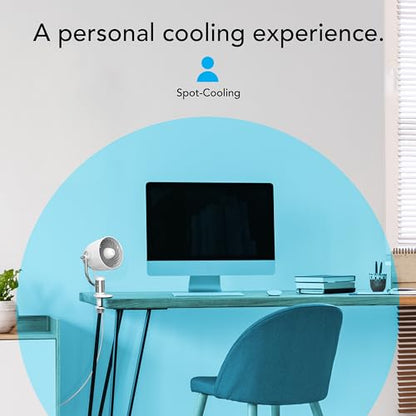 Vornado Pivot Clip Personal Air Circulator, 3-Speed, Portable Desk Fan with Multi-Surface Clip, 360-Degree Adjustable Axis, 9 in Tall, 4 in Diameter, Whisper Quiet, Ice White - color: White
