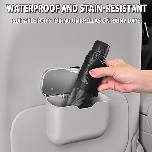 HOLDCY Car Trash Can, Waterproof Multi‑Functional Auto Trash Bin for Door/Console/Seat Back, Universal Vehicle Garbage Can for Car/Truck/SUV Drivers (Gray) - color: Gray