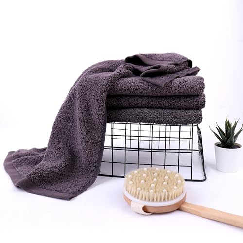 Everplush 4-Piece Premium Hand Towel Sets: Super-Soft, Highly Absorbent & Quick Drying Bathroom Towels – Versatile for Hotel, Bathroom, Shower, Spa, 16x30 Inches(Charcoal, 16" x 30") - color: Charcoal