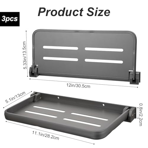 3 Pack RV Aluminum Fold Down Wall Shelf, Sturdy Wall-Mounted Folding Shelf Foldable Camper Accessory for Bathroom Kitchen Bedroom Organization RV Furniture Parts Hardware for Inside - size: 11.81x5 inch