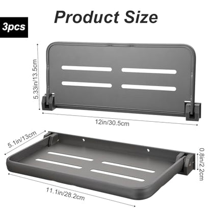 3 Pack RV Aluminum Fold Down Wall Shelf, Sturdy Wall-Mounted Folding Shelf Foldable Camper Accessory for Bathroom Kitchen Bedroom Organization RV Furniture Parts Hardware for Inside - size: 11.81x5 inch
