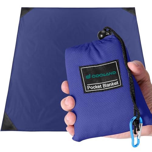Odoland Sandproof Beach Blanket, Waterproof Portable Mat with Carry Pouch | 71“x63” Quick Drying & Foldable Lightweight Sand Free Beach Mat for Hiking, Camping, Travel, Blue - color: Blue, size: 63" x 71"(2-4 People)