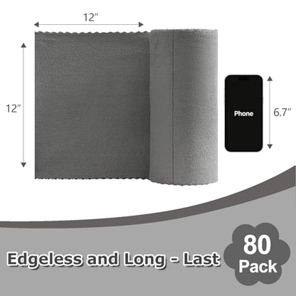 80 Pack Microfiber Cleaning Cloth Roll Reusable Paper Towels 12"x12" Tear Away Cloth, Microfiber Towels for Cars, Wash Cloths, Lint Free Dark Grey Rags for House, Kitchen,Window,Cleaning Supplies - color: Dark Grey