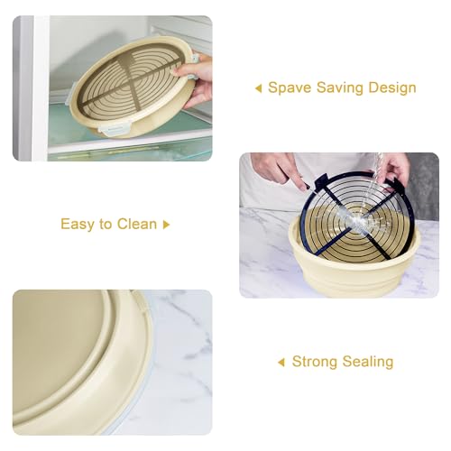 FJNATINH Collapsible Batter Bowl - Mess Free Better Breader Shaker Bowl with Lid Breading Shaker Container - Great for Fried Fish, Fried Chicken, Onion Rings, Wings,No Leak,Easy to Store,Cream White - color: Cream White