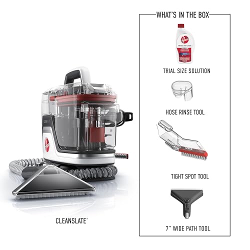 Hoover CleanSlate Plus Portable Carpet + Upholstery Spot Cleaner Machine, Powerful Suction with Versatile Tools, Pet Stain Remover, Car and Auto Detailer, Pair with Hoover Carpet Cleaner Solution - style: CleanSlate Plus