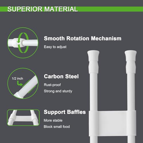 4 Sets Double RV Refrigerator Bars, 15.8-27.6 Inches Non-Slip Adjustable RV Fridge Tension Rods, for Camper Refrigerator, Kitchen, Bookshelf, Cupboard-White