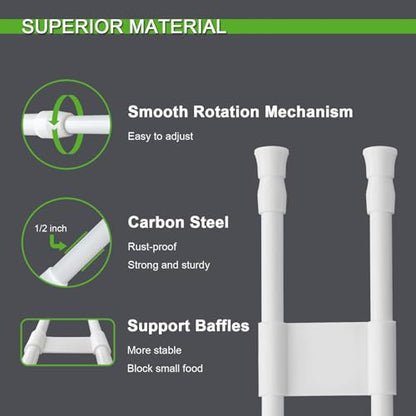 4 Sets Double RV Refrigerator Bars, 15.8-27.6 Inches Non-Slip Adjustable RV Fridge Tension Rods, for Camper Refrigerator, Kitchen, Bookshelf, Cupboard-White