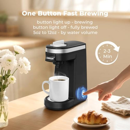 CHULUX Single Serve Coffee Maker for K Capsule and Ground Coffee, Single Cup Coffee Machine, Black - color: A-Black