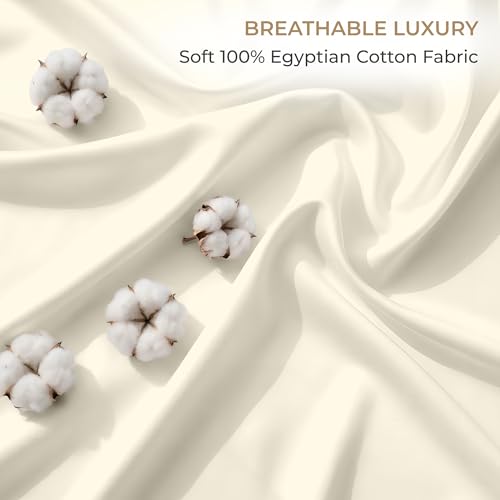 SGI bedding 100% Egyptian Cotton Sheets RV King Size – 600 Thread Count Sheets Set, Soft, Cooling, 15" Deep Pocket, Luxury Hotel Bedding, Breathable, Durable - Butter - color: 05 - Ivory, size: RV King