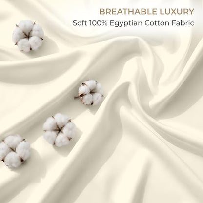 SGI bedding 100% Egyptian Cotton Sheets RV King Size – 600 Thread Count Sheets Set, Soft, Cooling, 15" Deep Pocket, Luxury Hotel Bedding, Breathable, Durable - Butter - color: 05 - Ivory, size: RV King