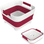 2.4 Gal Collapsbile Wash Basin with Drian Plug,9L Dish Pan for Soaking Baby Bottles,Portable Sink, Multiuse Foldable Bucket,Ice Beverage Tubs for Camping, Vegetable Washing, RV (Viva Magenta) - color: Viva Magenta