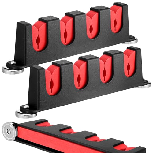 Seenelling 2 Pcs Magnetic Fishing Rod Holder for Car Fishing Pole Rack Vertical Rod Storage Holders for Truck Bed Boat Wall Garage Door - color: Red, size: 4 Rods