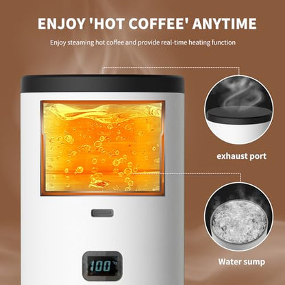 3-in-1 Portable Coffee Maker, 15 Bar Portable Espresso Machine with LED Display and 90ml Sink, Travel Coffee Maker Self-Heating Compatible with Ground Coffee & Capsules(Ns&DG) for RV, Office (Purple) - color: Purple