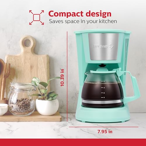 Holstein Housewares HH-0914701I 5-Cup Coffee Maker, Mint, 9.8x10x5.7 - color: Mint, size: 5 Cup