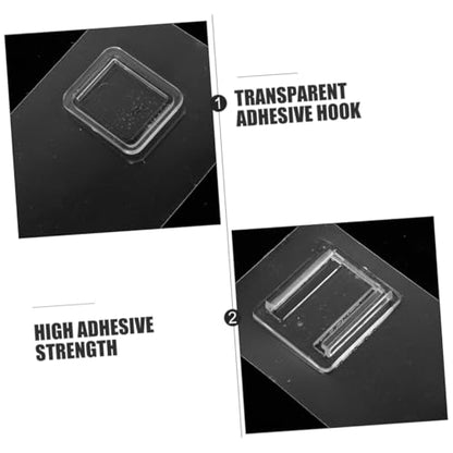 Transparent Adhesive Wall Hooks 20 Sets Clear Sticky Hooks No Damage Self-Adhesive Small Hooks for Hanging Kitchen Bathroom Power Strip Router Organizer