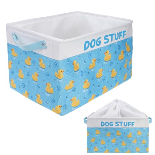 Homimp Dog Food Storage Container,Dog Toy Basket Bin Box with Comfortable Handles and Cover,Collapsible Pet Toy Storage Organizer for Accessories,Toys,Coat & Clothing,Blanket & Leash, Blue, 15"x11"x9" - color: Blue, size: M: 15"x11"x9"