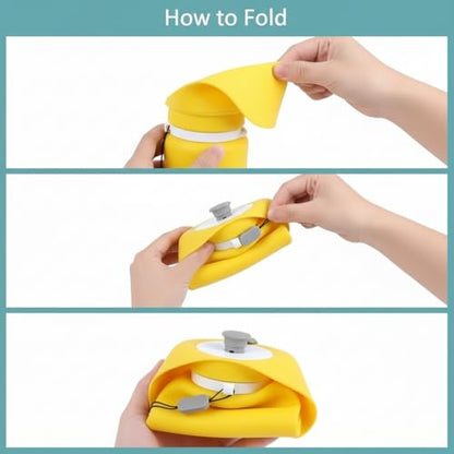 Portable Dog Water Bottle, 19 oz/550 ml Collapsible Pet Travel Cup with Foldable Silicone Bowl, Food-Grade Silicone Water Dispenser for Walking, Hiking & Travel, Yellow (Yellow) - color: Yellow