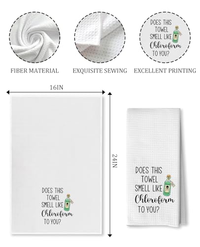 Advivio Does This Towel Smell Like Chloroform to You - Flour Sack Towel, Funny Dish Cloth Hand Towel for Bathroom Kitchen Hostess New House Housewarming - color: Does This Towel