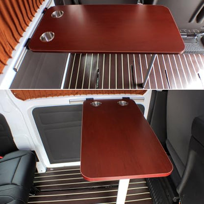 Multifunctional RV Folding Wall Table with Detachable Sink & Cup Holder - Space-Saving Wall-Mounted Desk for Camping, Picnic & Home Use (Red) - color: Red