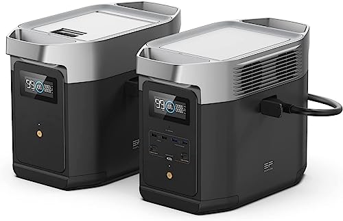EF ECOFLOW Portable Power Station DELTA2 with Smart Extra Battery, Expand Capacity from 1024Wh to 2048Wh, Solar Generator for Home Backup, Emergency, Outdoor Camping - style: DELTA 2 with Extra Battery