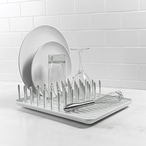 OXO Good Grips Compact Dish Rack, Biscuit, 13-3/4" x 10-3/8" x 3-1/2" h for Storage - size: 13-3/4" x 10-3/8" x 3-1/2" h
