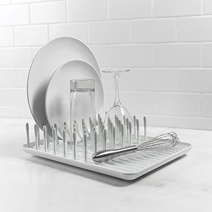 OXO Good Grips Compact Dish Rack, Biscuit, 13-3/4" x 10-3/8" x 3-1/2" h for Storage - size: 13-3/4" x 10-3/8" x 3-1/2" h