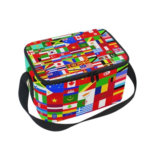 FORMRS Lunch Box Insulated World Flags Lunch Bag Large Cooler Tote Bag for Men, Women - color: World Flags